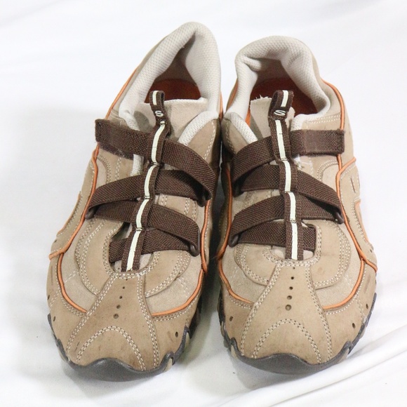 SKECHERS Tan Leather Slip On Sneakers Shoes - Picture 7 of 8